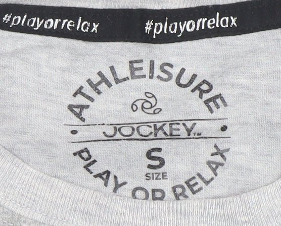 Jockey Men’s Grey Athleisure Graphic Crew Neck Cotton T-Shirt Size S
