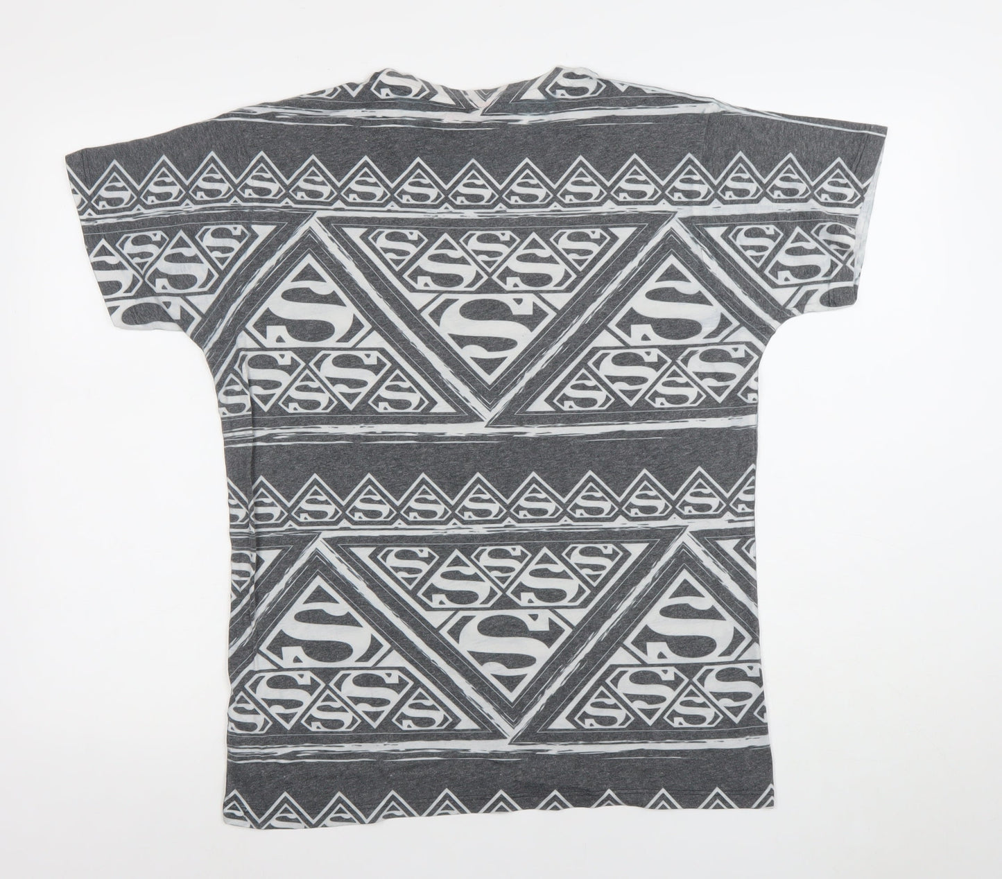 Superman Womens Grey Comic Print Short Sleeve T-Shirt Size M