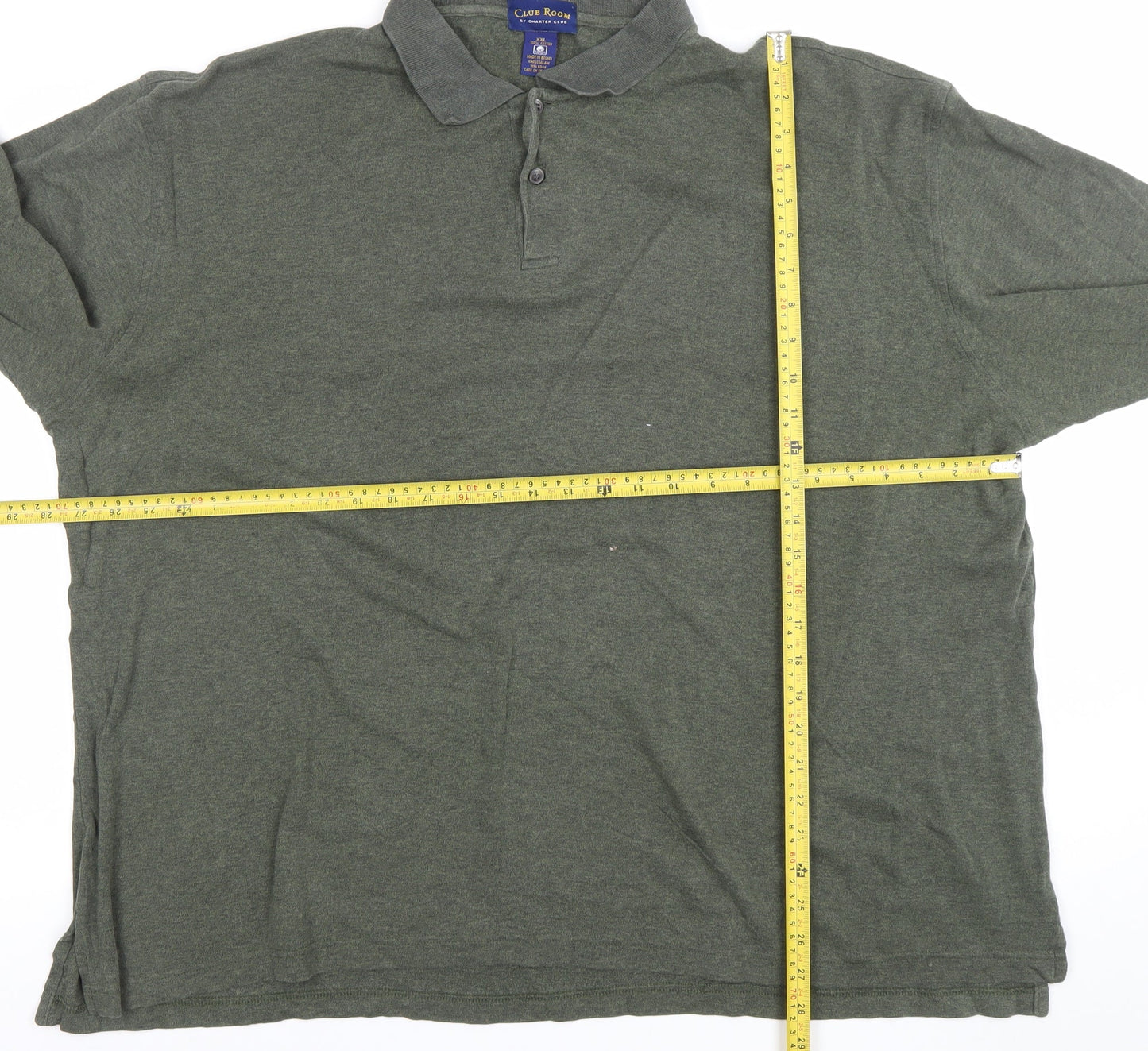 Club Room Men’s Green 2XL Long Sleeve Cotton Polo Shirt