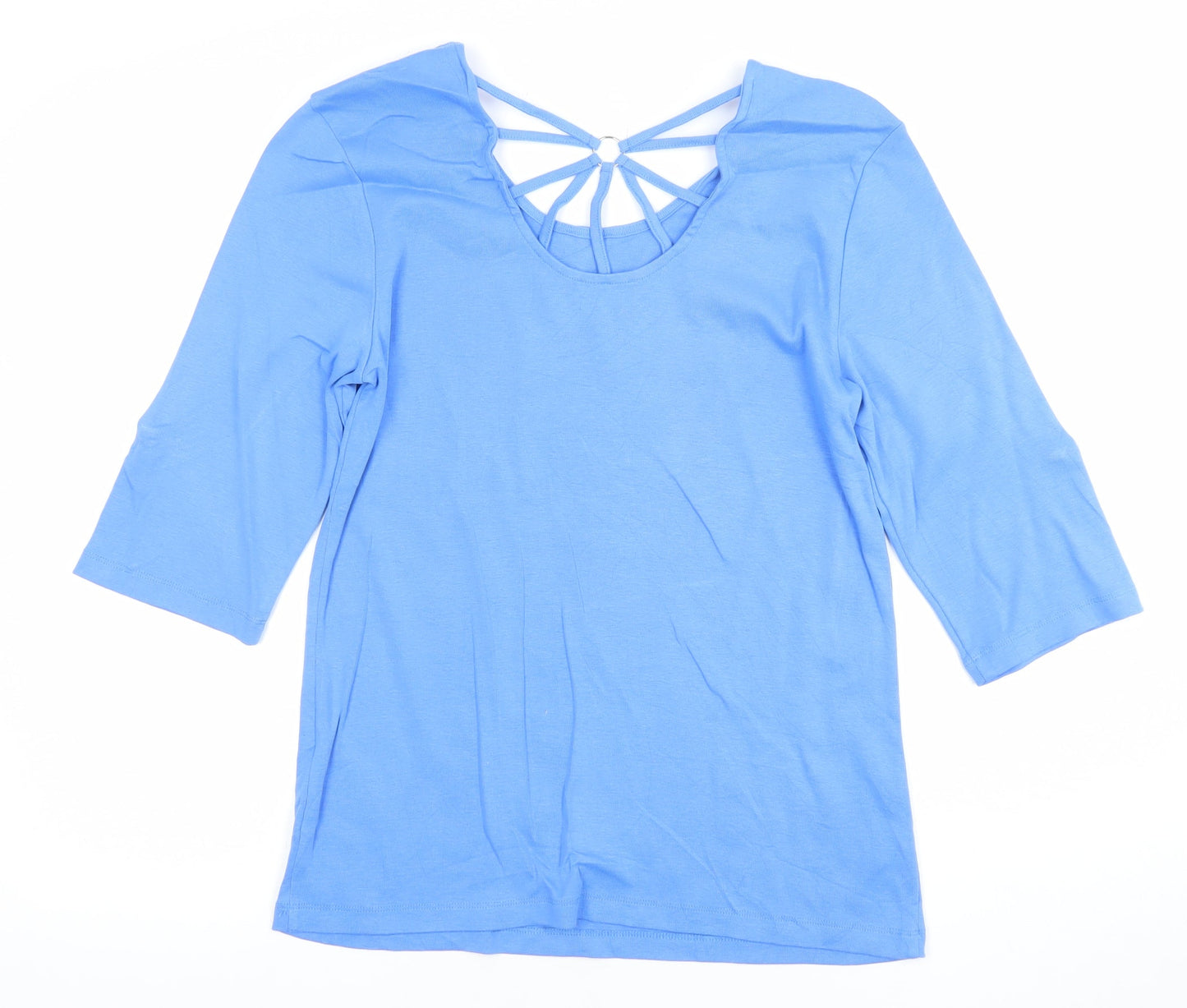 Marble Women’s Blue 3/4 Sleeve Cotton Scoop Neck T-Shirt Size 12