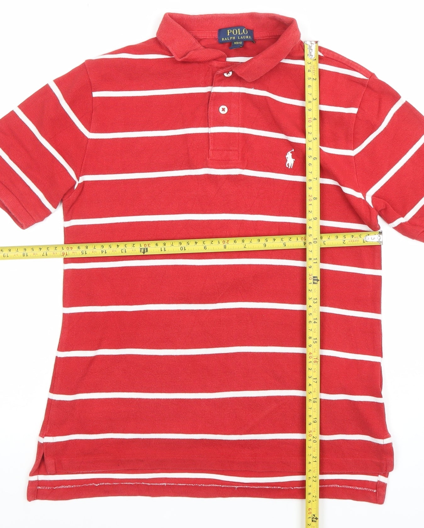 Polo Ralph Lauren Women Red Striped Cotton Polo Shirt M