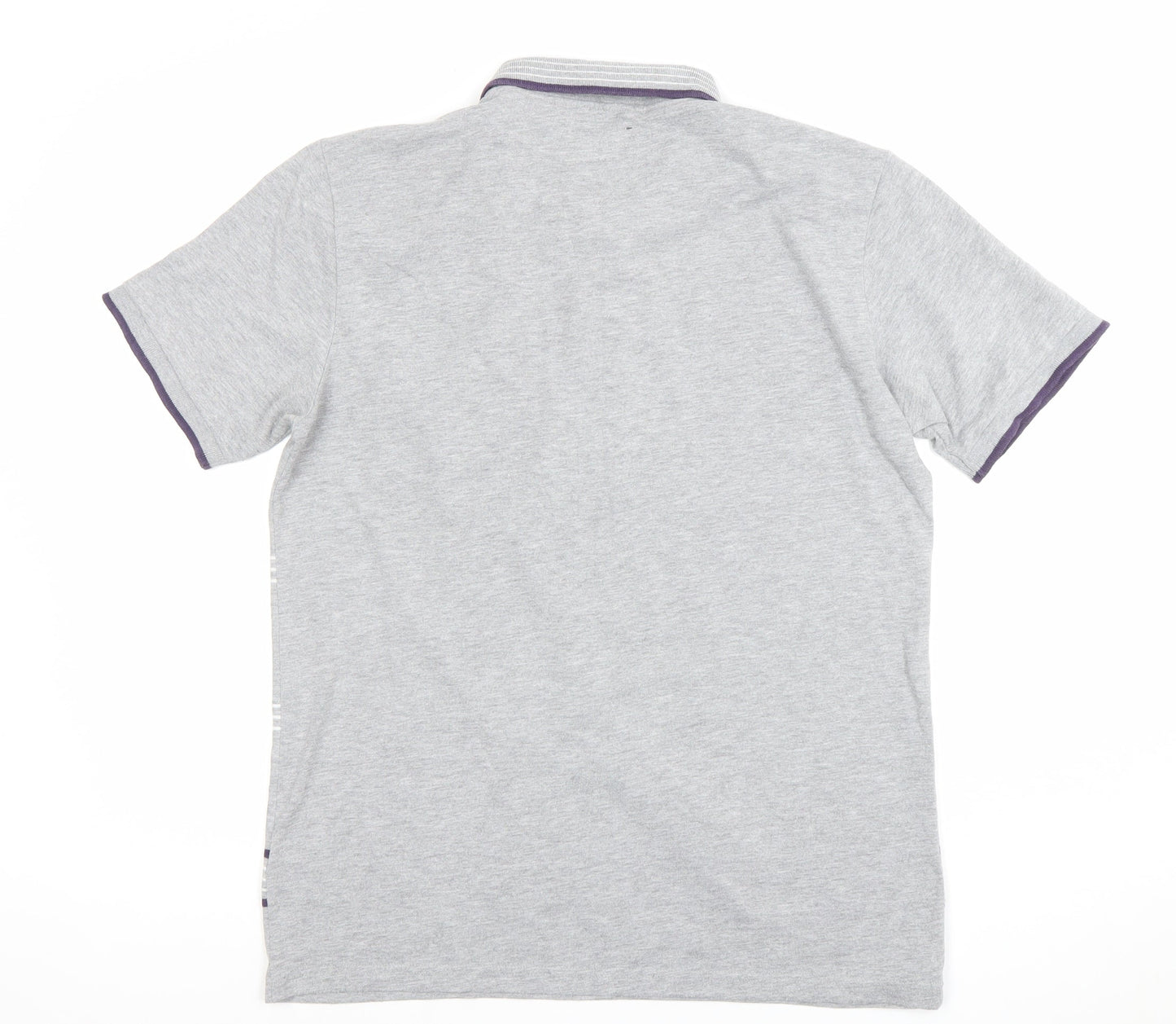 Peter Werth Men's Grey Striped Polo Shirt Size L
