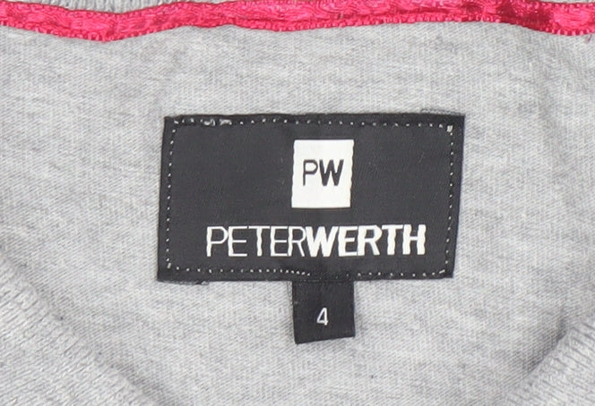 Peter Werth Men's Grey Striped Polo Shirt Size L