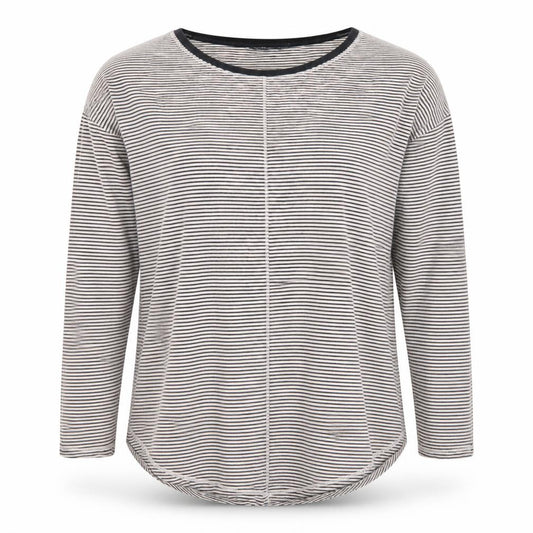 Marks and Spencer Womens Black Stripe Cotton Long Sleeve T-Shirt Size 10