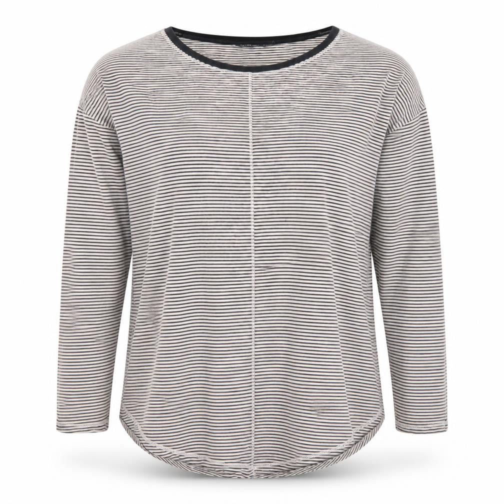 Marks & Spencer Womens Black Stripe Cotton Long Sleeve T-Shirt Size 10