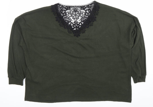 Dorothy Perkins Women’s Green Lace V-Neck Long Sleeve Tunic Top Size 18