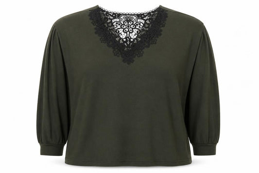 Dorothy Perkins Women’s Green Lace V-Neck Long Sleeve Tunic Top Size 18