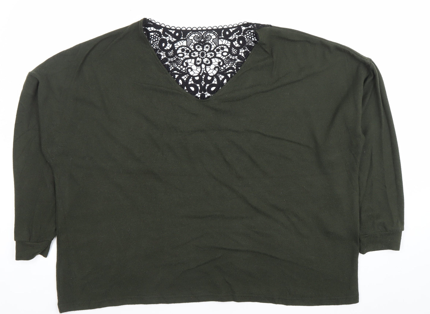 Dorothy Perkins Women’s Green Lace V-Neck Long Sleeve Tunic Top Size 18