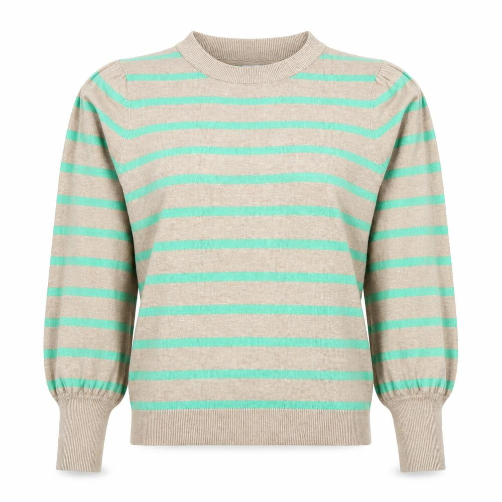 Kaffe Women Beige Striped Knit Pullover Jumper XS
