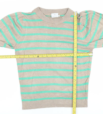 Kaffe Women Beige Striped Knit Pullover Jumper XS