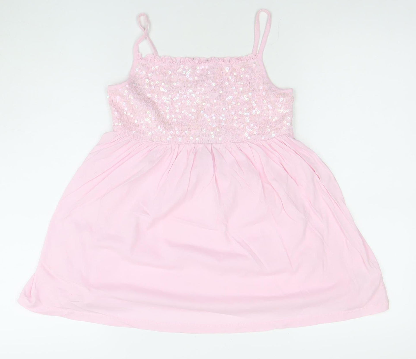 Next Girls Pink Sequin Strappy Cotton Party Dress 14 Years