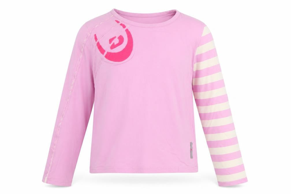 Duck and Cover Girls Pink Striped Long Sleeve Stretch Cotton T-Shirt Small