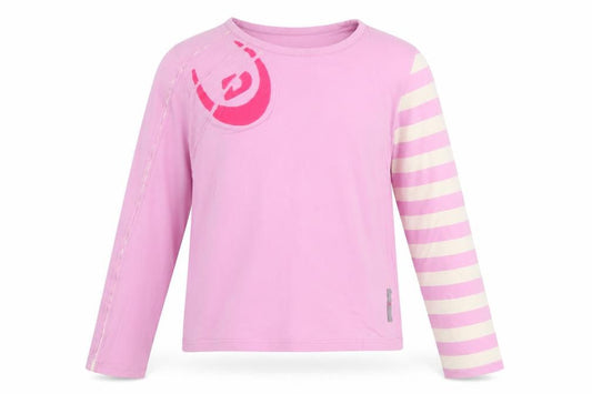 Duck and Cover Girls Pink Striped Long Sleeve Stretch Cotton T-Shirt Small