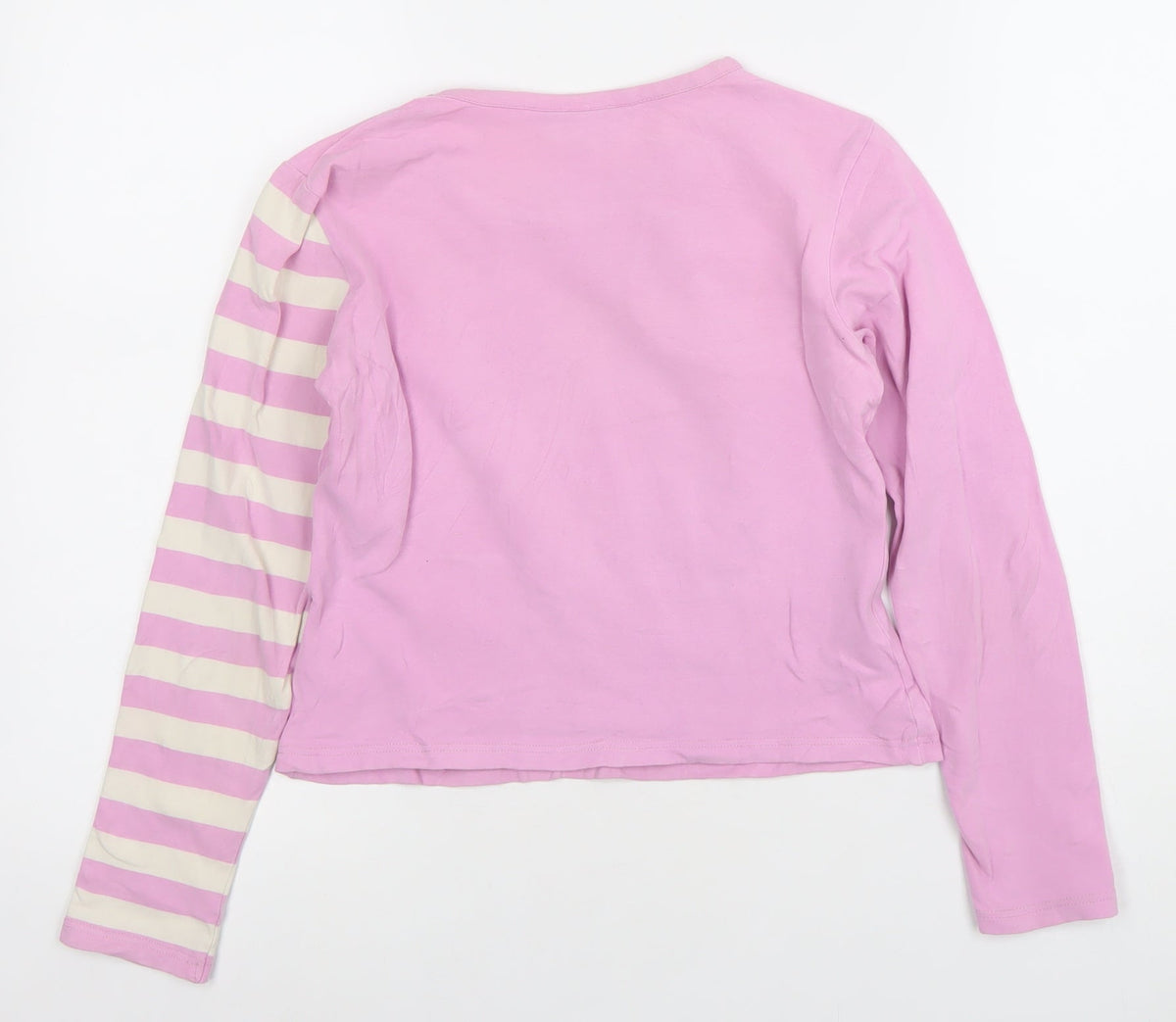 Duck and Cover Girls Pink Striped Long Sleeve Stretch Cotton T-Shirt Small