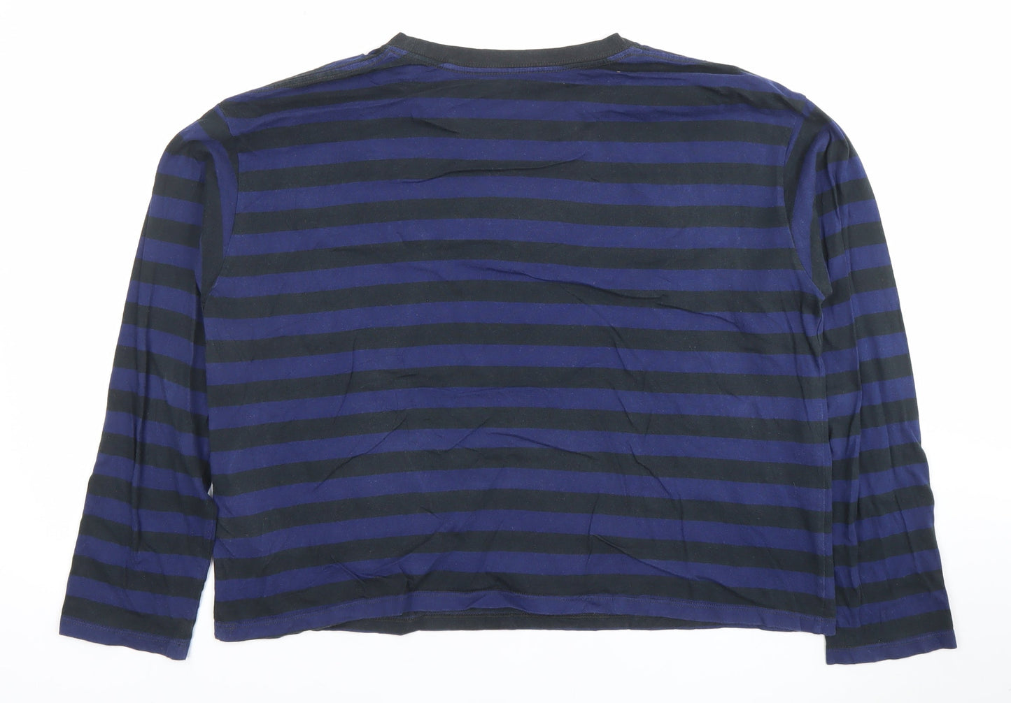 Levi's Women's Blue Black Striped Long Sleeve Cotton T-Shirt L