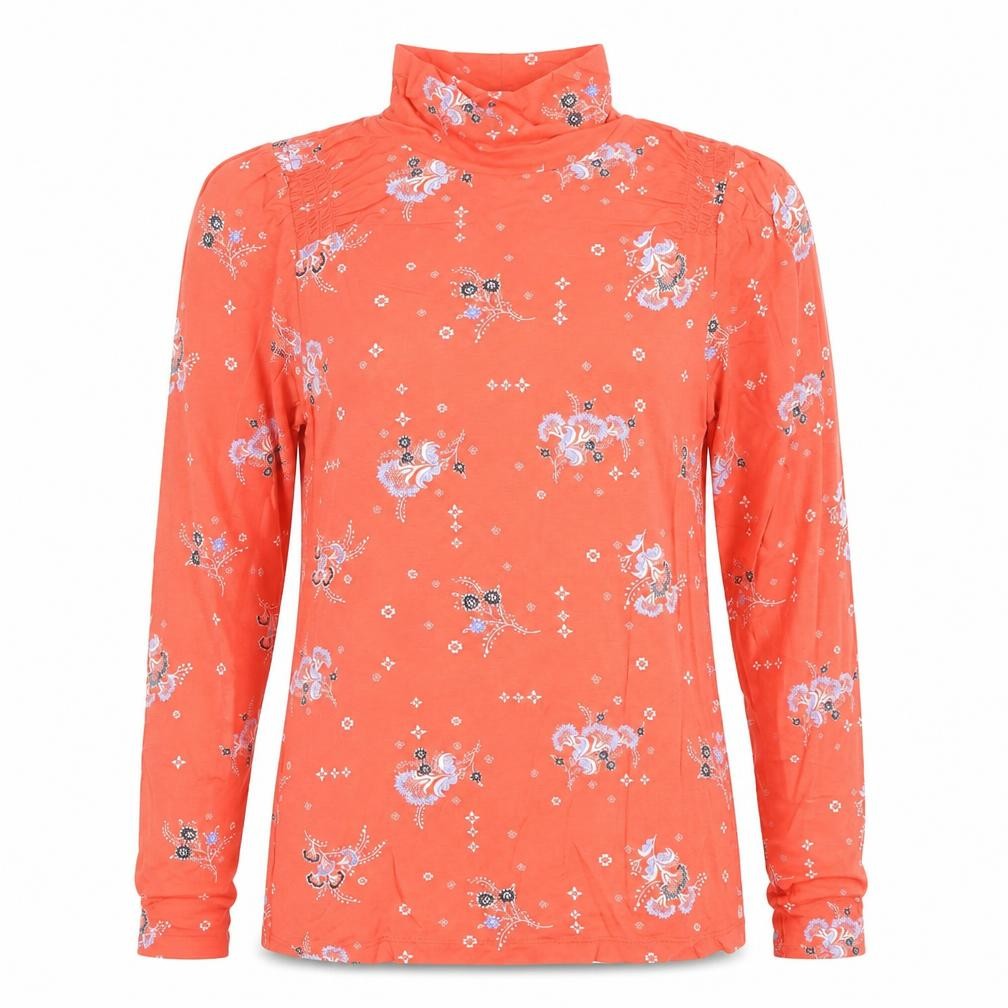 Per Una Women’s Orange Floral Roll Neck Long Sleeve Blouse Size 8