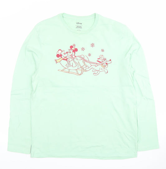 Amazon Essentials Disney Women Green Long Sleeve Cotton T-Shirt M