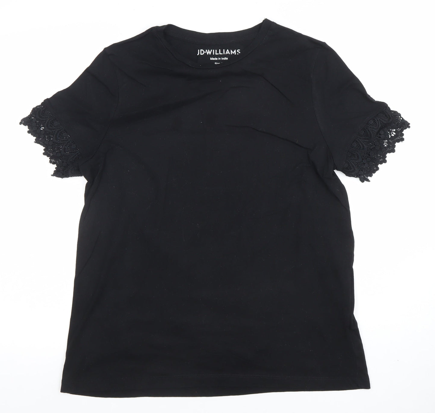 JD Williams Women’s Black Lace Sleeve Jersey T-Shirt Size 14