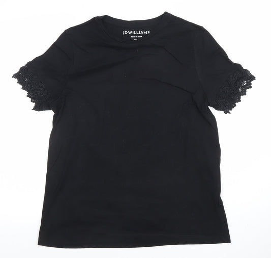 JD Williams Women’s Black Lace Sleeve Jersey T-Shirt Size 14