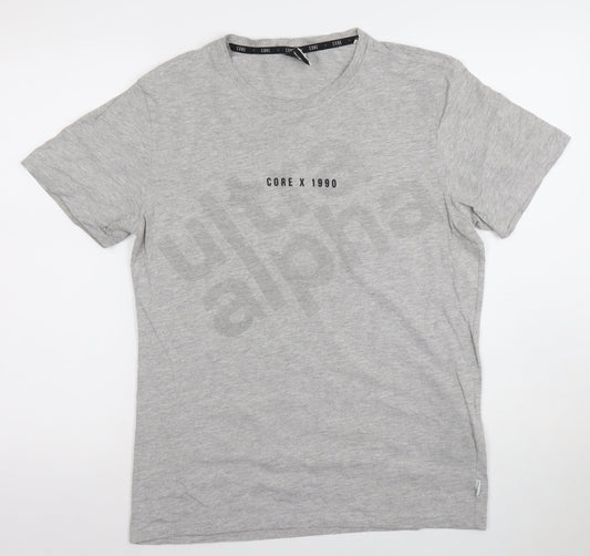 Jack & Jones Men's Grey Small Crew Neck Graphic T-Shirt