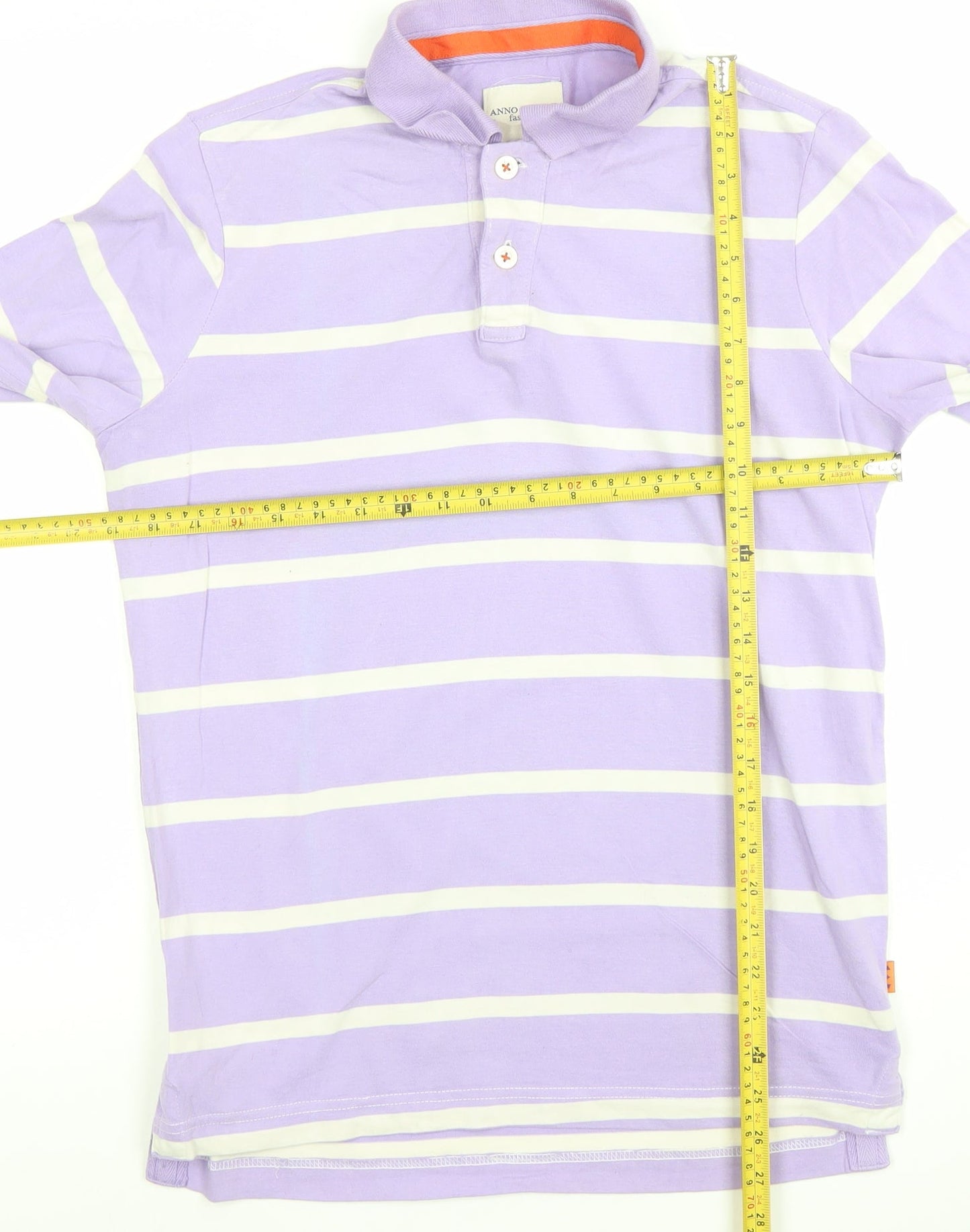 Anno Domini Men's Purple Striped Long Sleeve Polo Shirt M