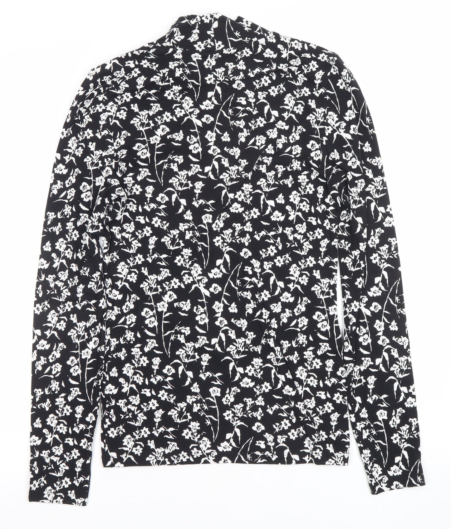Marks and Spencer Women’s Black Floral Roll Neck Long Sleeve T-Shirt Size 6