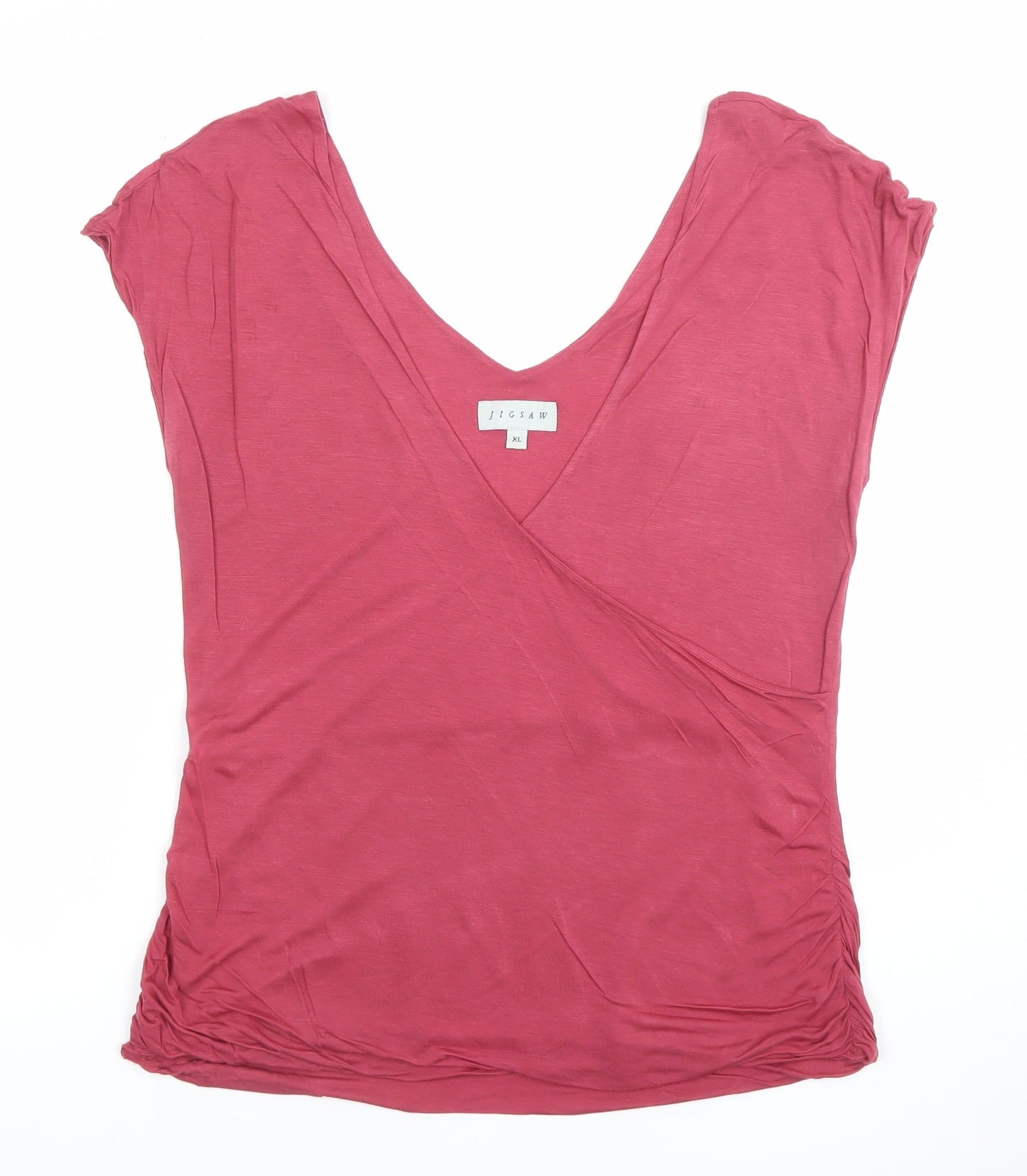 Jigsaw Womens Pink Lyocell Wrap V-Neck T-Shirt XL