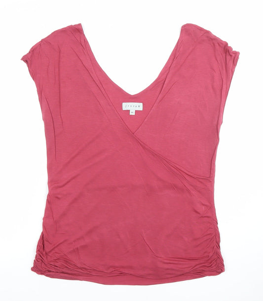 Jigsaw Womens Pink Lyocell Wrap V-Neck T-Shirt XL