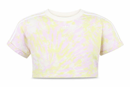Adidas Womens Multicoloured Cropped Tie-Dye Relaxed T-Shirt Size 10