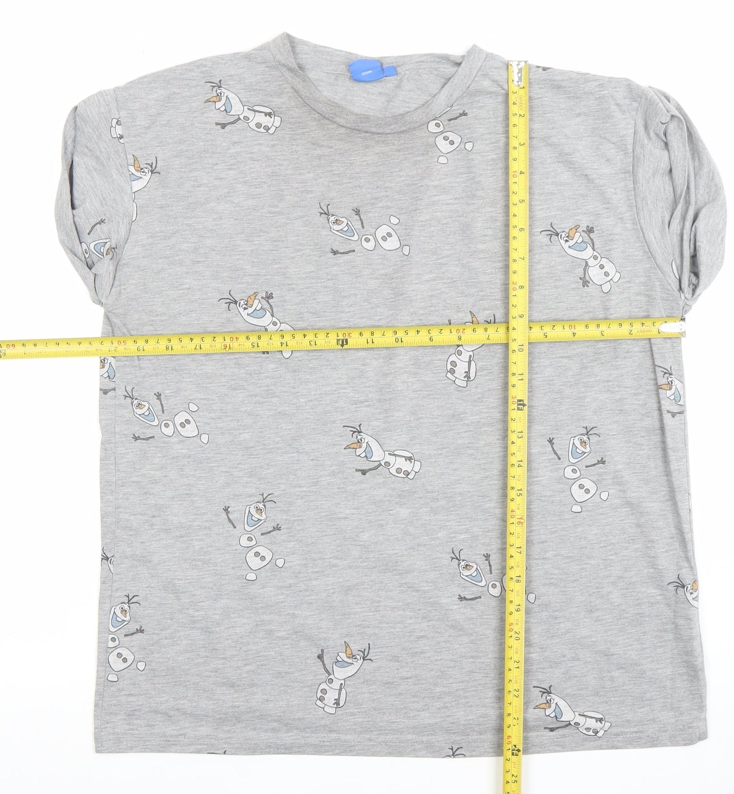 Disney Women Grey Olaf T-Shirt L Short Sleeve Cotton Blend Casual