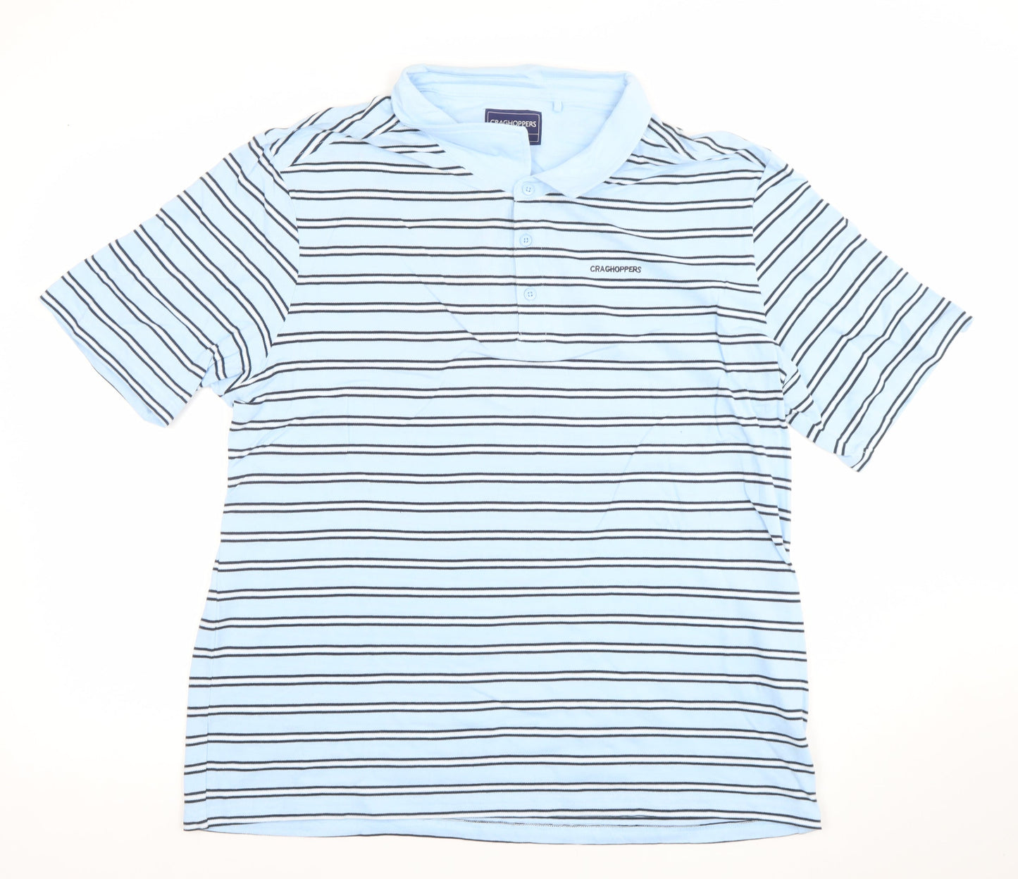 Craghoppers Men’s Blue Striped Polo Shirt XL Lightweight Outdoor Top