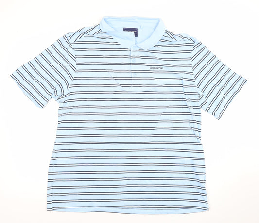 Craghoppers Men’s Blue Striped Polo Shirt XL Lightweight Outdoor Top