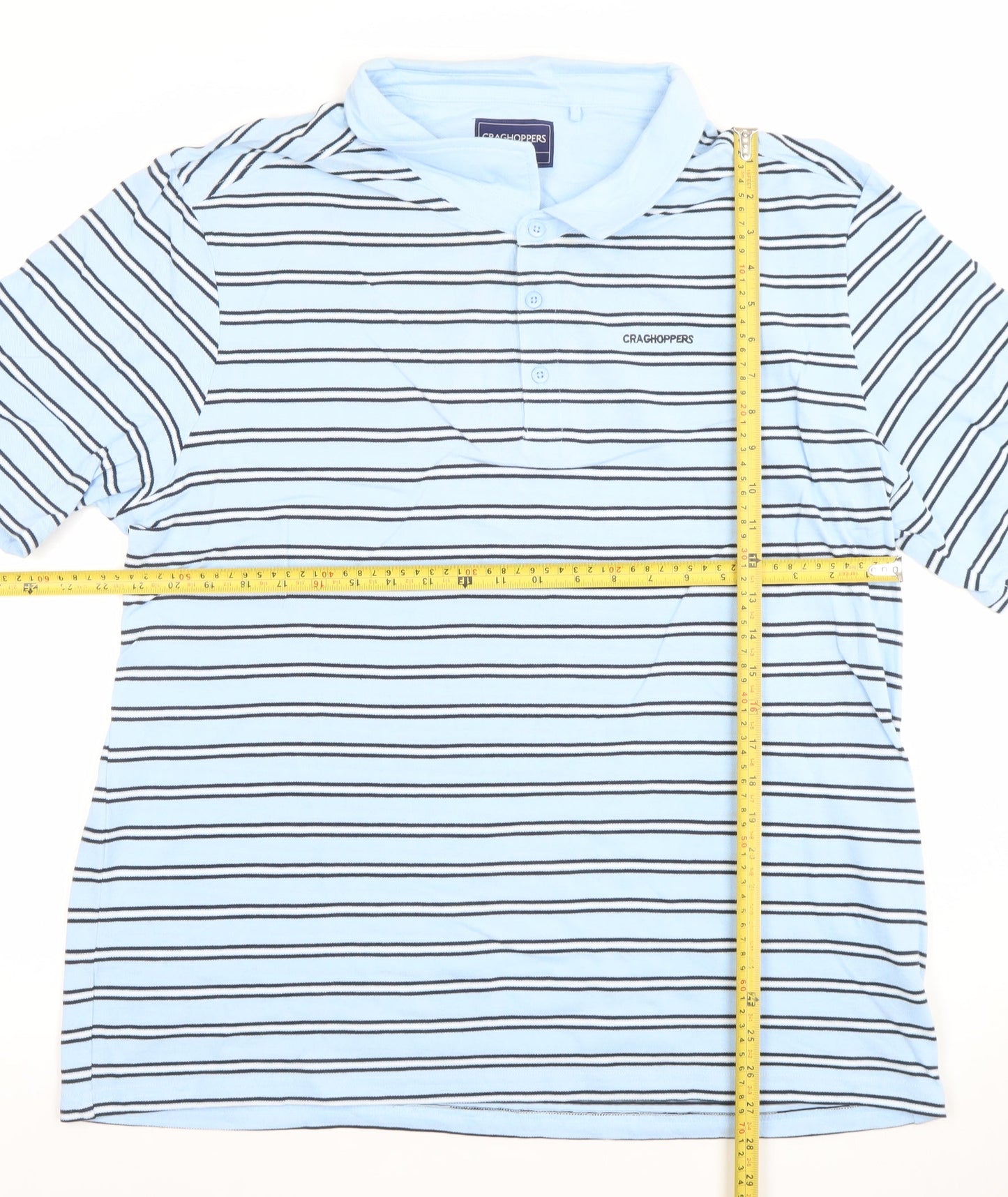 Craghoppers Men’s Blue Striped Polo Shirt XL Lightweight Outdoor Top
