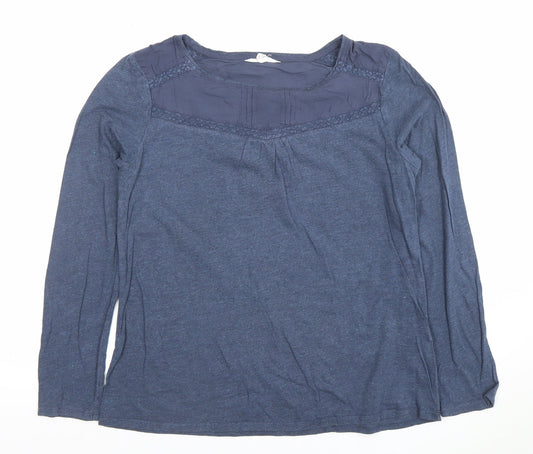 White Stuff Women’s Blue Long Sleeve Cotton Wool Tunic Blouse Size 12