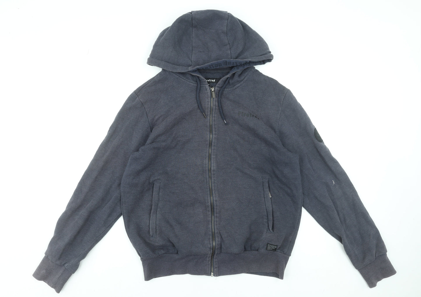 Firetrap Men's Blue Full Zip Hoodie Size M Cotton Blend