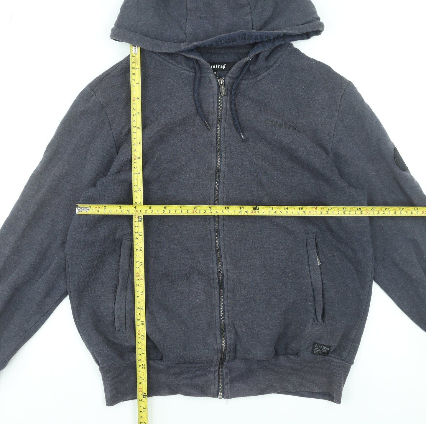Firetrap Men's Blue Full Zip Hoodie Size M Cotton Blend