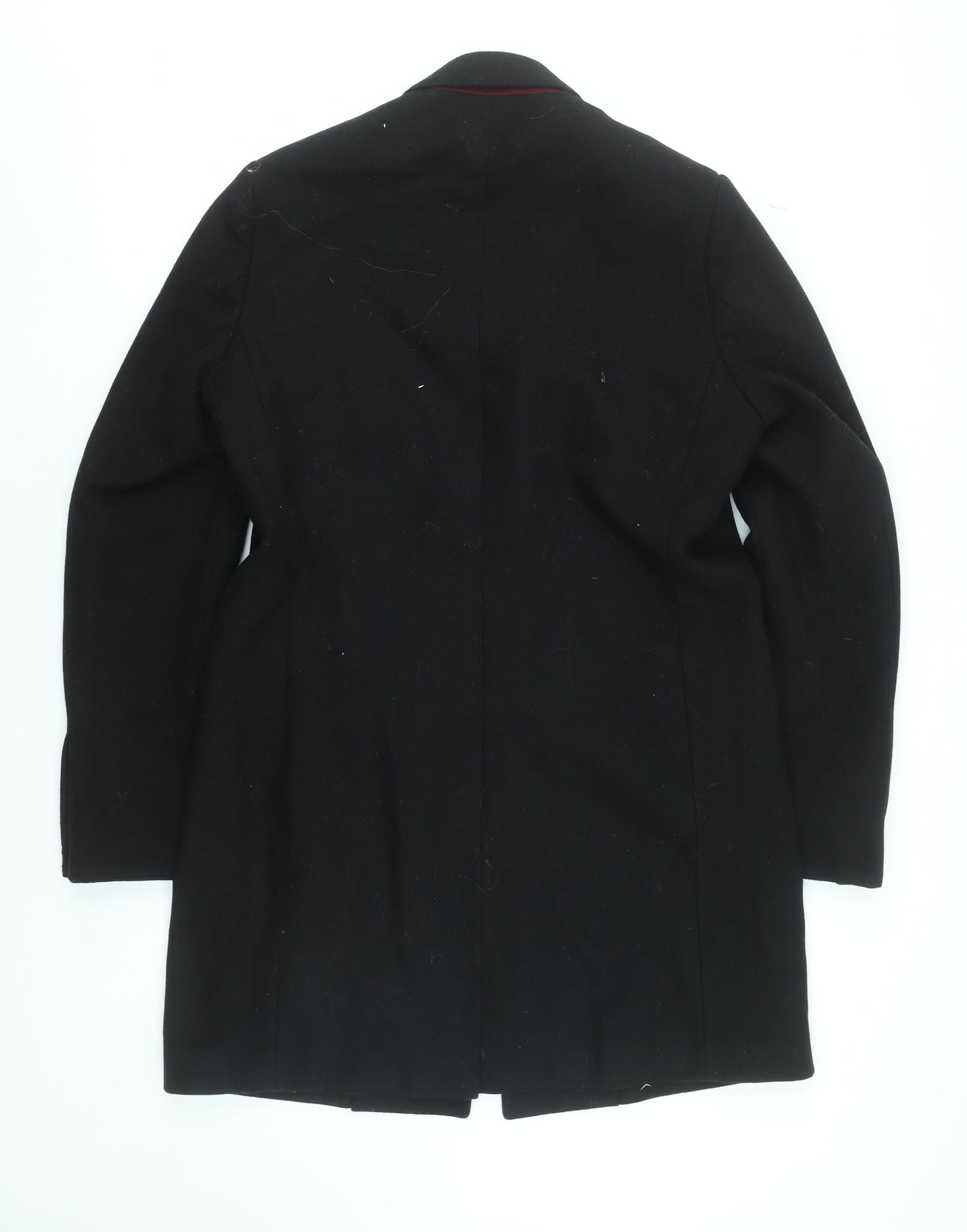 Remus Uomo Men's Black Wool Blend 42in Classic Long Overcoat