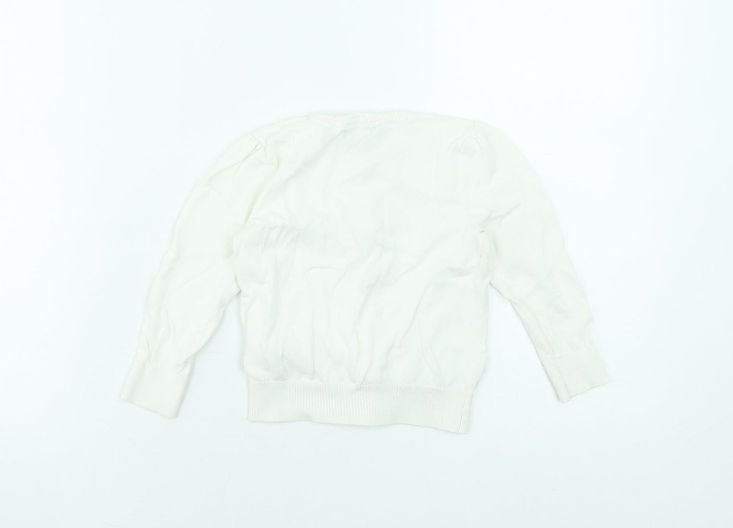 Polo Ralph Lauren Girls Ivory Cotton Cardigan 3 Years Button Front RL Heart Logo