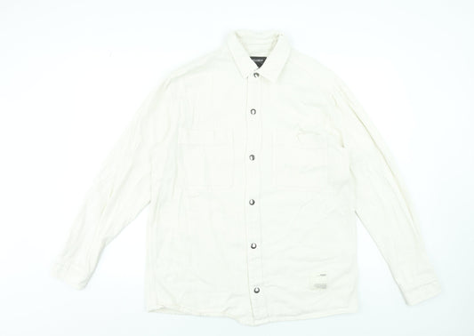 Pull&Bear Men’s Ivory Cotton Basic Jacket Size M 38in Classic Twill
