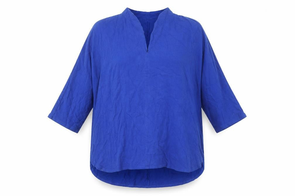 Phase Eight Women Blue Relaxed V-Neck 3/4 Sleeve Tunic Jumper Size 14