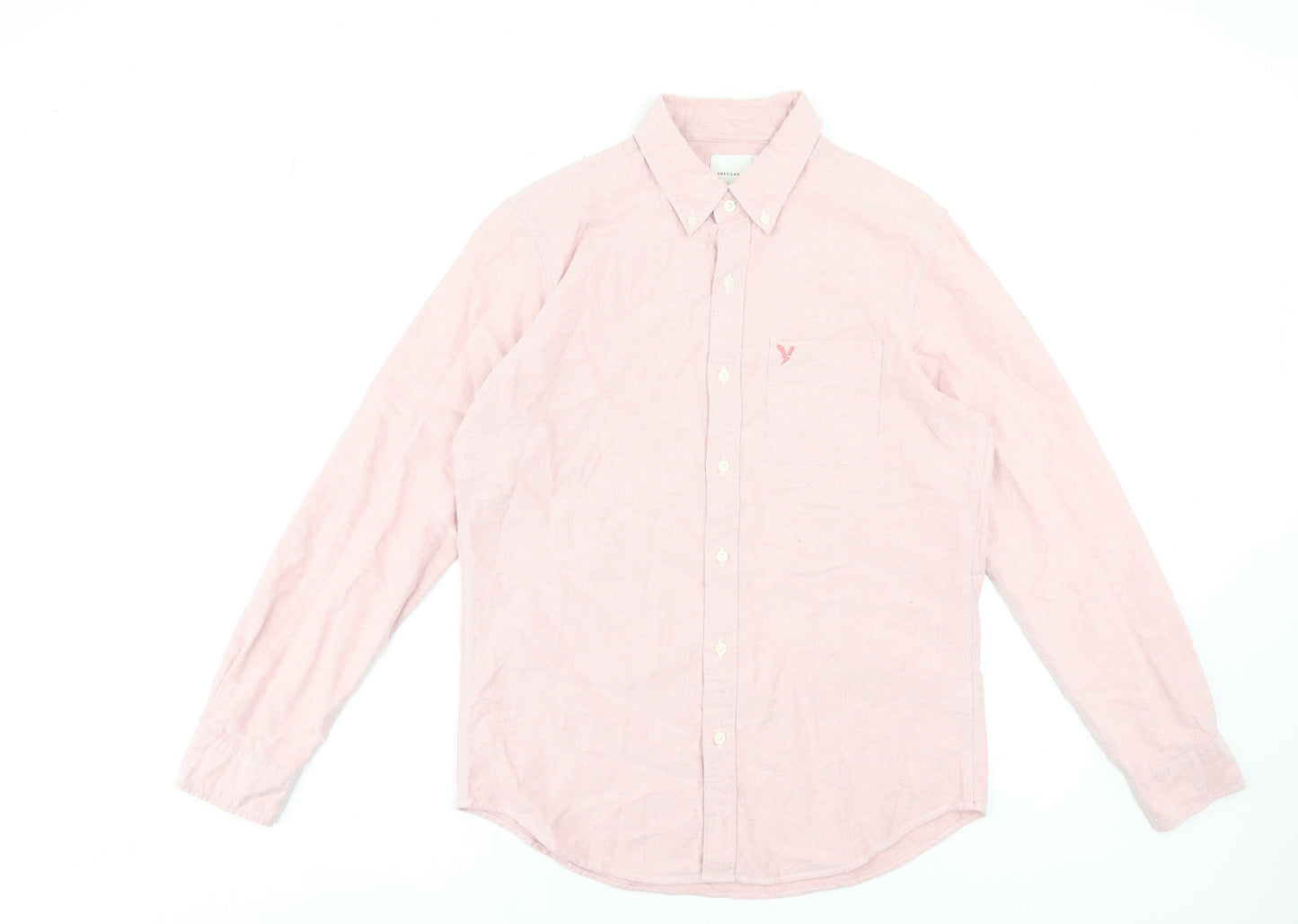 American Eagle Men’s Pink Slim Fit Button-Down Cotton Shirt Size M