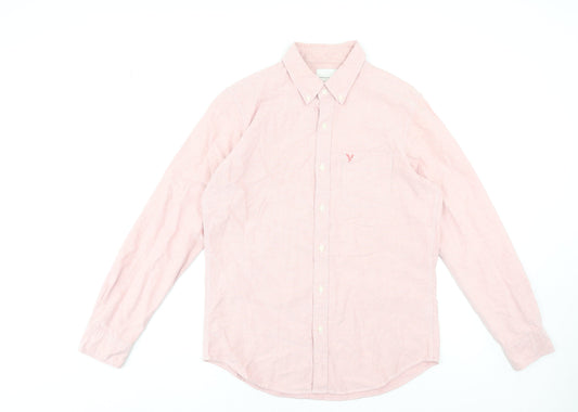 American Eagle Men’s Pink Slim Fit Button-Down Cotton Shirt Size M