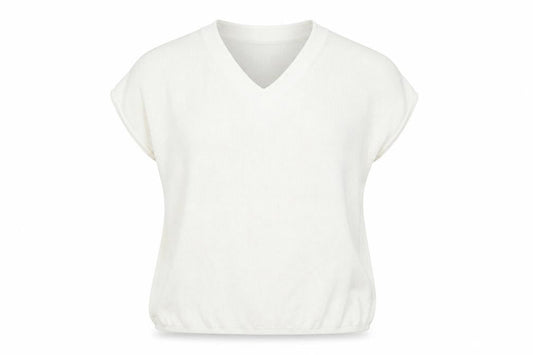 Paul Costelloe Women Cream V-Neck Short Sleeve Jumper Size L Viscose Blend
