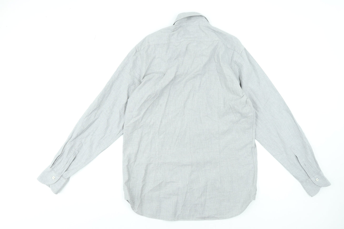 Moss 1851 Men's Grey Tailored Fit 16in Dress Shirt 100% Cotton