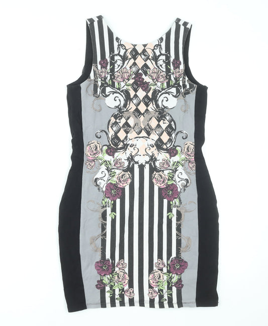 River Island Women's Multicoloured Size 12 Bodycon Floral Striped Dress