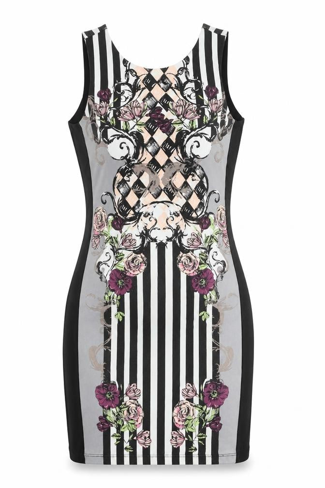River Island Women's Multicoloured Size 12 Bodycon Floral Striped Dress