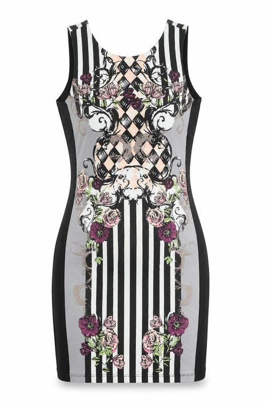River Island Women's Multicoloured Size 12 Bodycon Floral Striped Dress