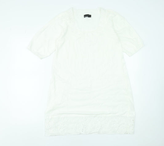 Vero Moda Women White Cotton Short Sleeve Shift Dress M