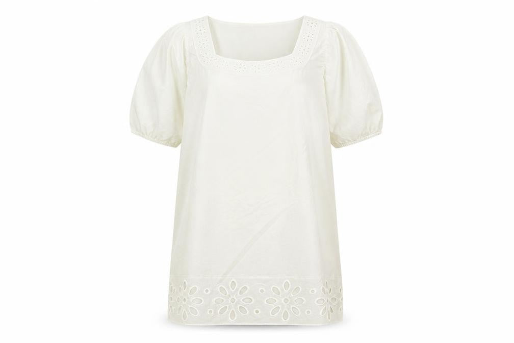 Vero Moda Women White Cotton Short Sleeve Shift Dress M