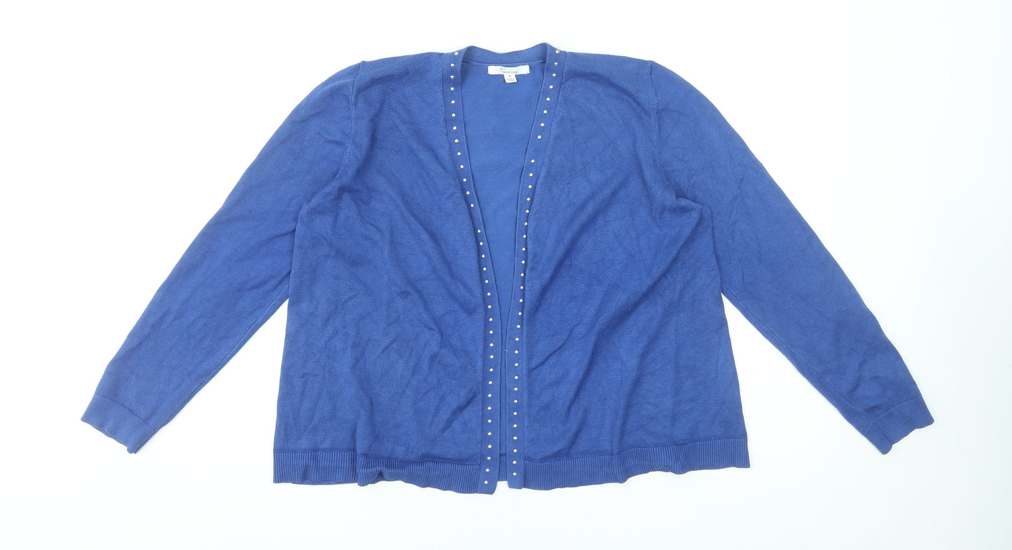 89th + Madison Women's Blue Studded Open Front Cardigan Size M